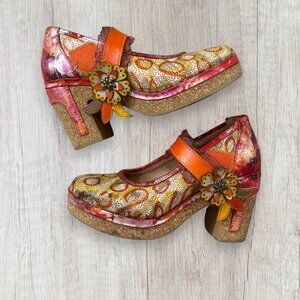 L'Artiste by Spring Step Valeriana Floral Leather Mary Jane Heels